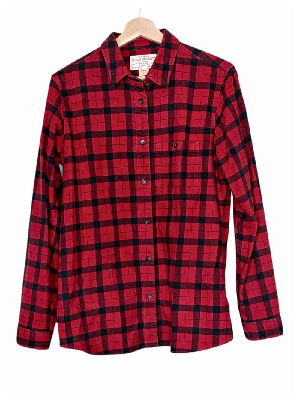 Filson Women’s Alaskan Guide Button Down Shirt Top Red Plaid Size Large